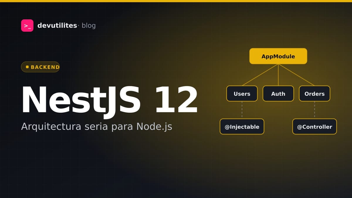 Portada: NestJS 12 a fondo: arquitectura, novedades y una API completa paso a paso