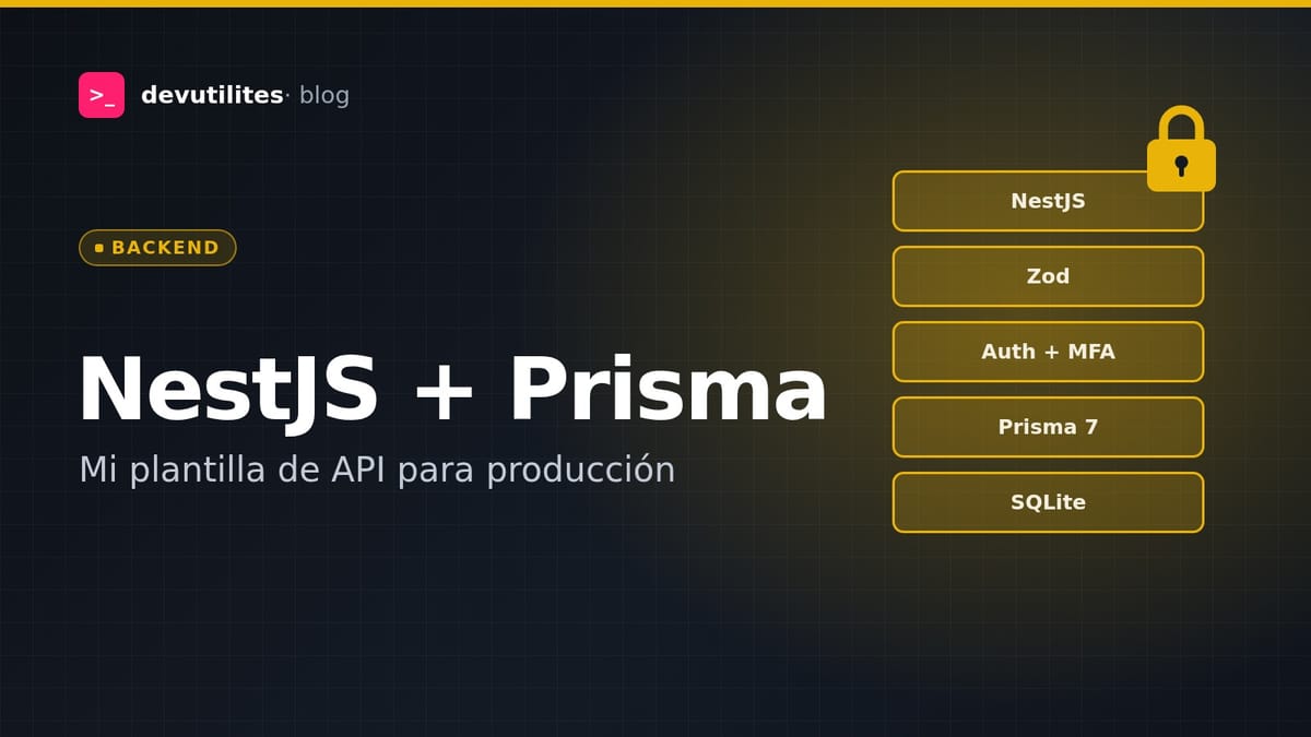 Portada: Mi plantilla NestJS 12 + Prisma 7 para APIs en producción: cómo está hecha, cómo usarla y qué aprendí probándola